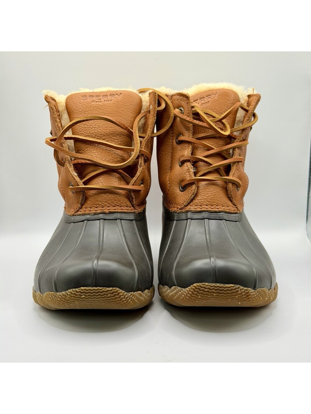 Sperry Top Sider Women 7.5 Boots Saltwater Winter Luxe Tan Sheepskin Leather Fur